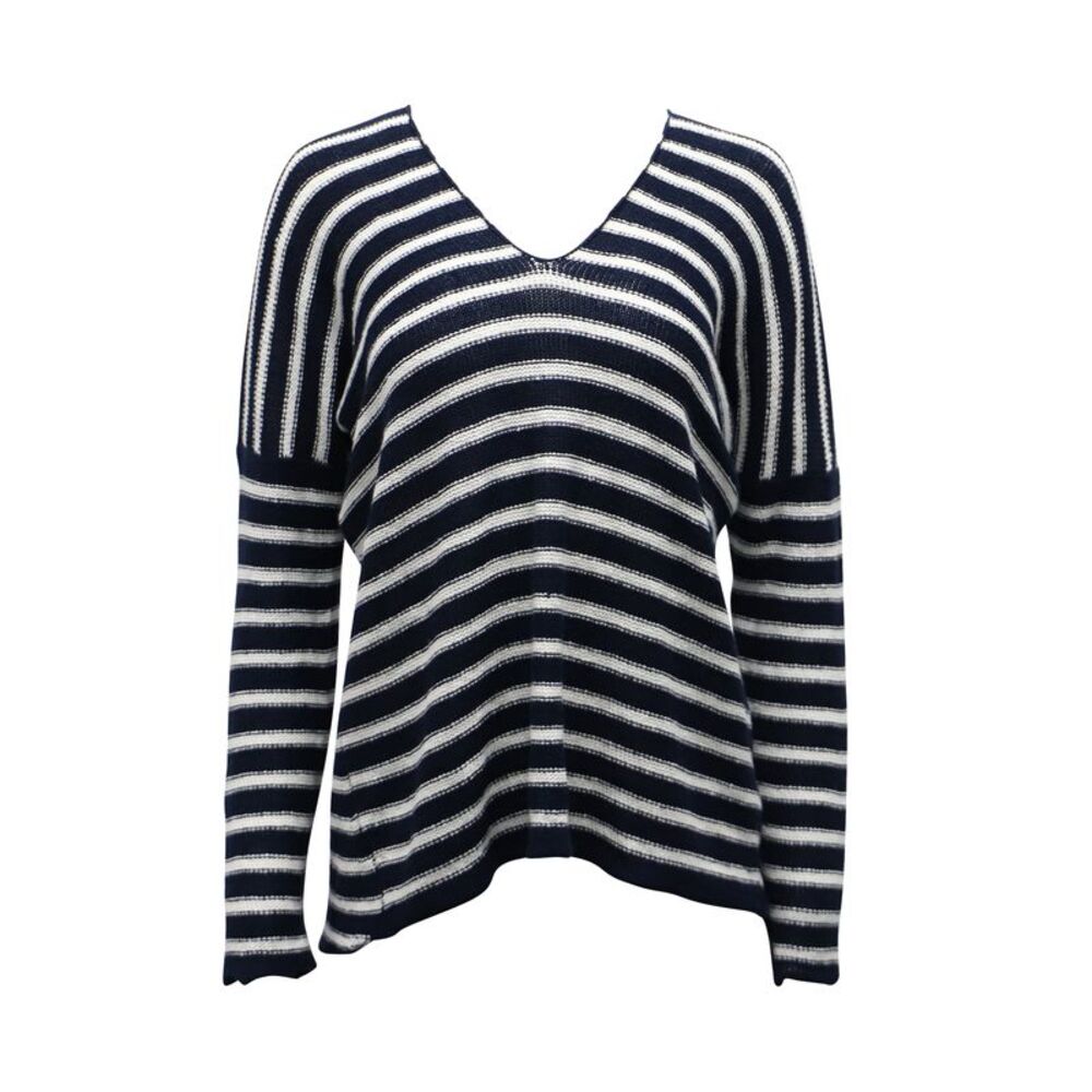 Vince Striped Sweater in Navy Blue Linen